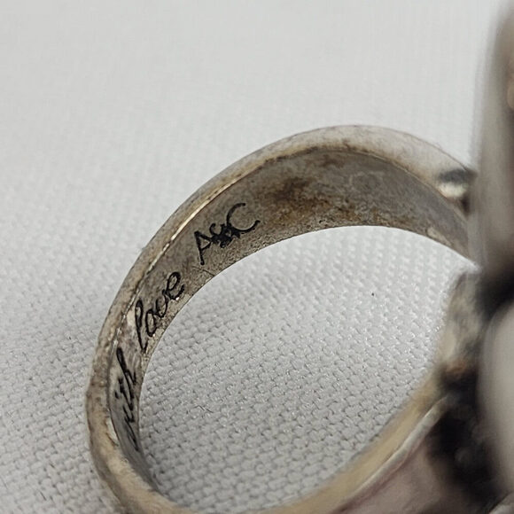 A&C Cream Silver Flower Adjustable Ring - Picture 7 of 7